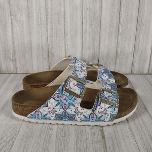 Birkenstock Arizona White Boho Flowers Slide Sandal EU 39 US 8